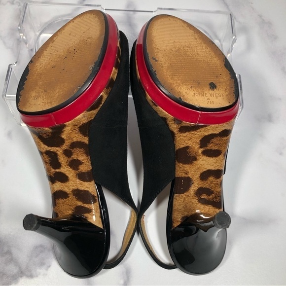 Nine West Sharina Leopard Bottom Slingback Shoes, Size 7M - Picture 4 of 10
